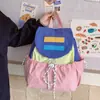 Mochilas Coreanas de Moda con Color Contrastante para Niños y Niñas, Elegantes Mochilas Escolares Primarias con Cierre de Cordón, Mochilas Infantiles Nuevas de Gran Capacidad
