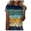 2024 Europeo y Americano ebay Nuevo Cuello Redondo Estampado 3D Manga Corta Jersey Suelto para Mujer Talla Grande Camiseta de Manga Corta