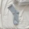 Calcetines para Mujer Primavera y Verano Color Crema Niña Color Sólido Sin Costuras Dobladillo Calcetines de Pelo Medio Calcetines Japoneses para Niños