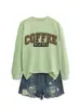 Clima de café Amazon eBay sitio independiente moda casual para mujer otoño e invierno cuello redondo manga larga sudadera