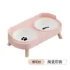 Cuenco doble de cerámica para gatos, cuenco para mascotas anti-derrames, cuenco integrado para agua y comida, cuenco de acero inoxidable para perros, cuenco de agua y comida para gatos y perros con protección para el cuello