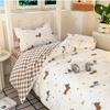 Set de Funda Nórdica Estampada de Invierno de Seis Piezas para Dormitorio de Estudiantes, Ropa de Cama para Cama Individual con Diseño de Oso Estilo Bosque, Colchón de 90 para Literas