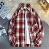 Camisa retro holgada transfronteriza, primavera y otoño estilo ins versión coreana chaqueta de camisa a cuadros casual para hombre, versátil de manga larga de alta gama