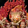 Buda Yuan Hui Nepal Feito à Mão 7 polegadas 20 cm Cobre Meio Dourado Esculpido Cabeça de Cavalo Rei Kong Corpo Duplo Protetor Buda