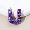 Llavero de 26 Letras Más Vendido por el Fabricante, Piedra Morada, Colgante Pequeño Semiacabado, Resina, Accesorios de Joyería DIY para Mujeres