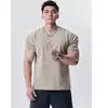 Camiseta Deportiva y de Ocio de Verano para Hombre con Cuello en V Pequeño, Manga Corta y Puños Cerrados para un Aspecto Más Grande, Top de Entrenamiento Físico con Cuello en V Pequeño