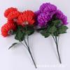 Simulación 7 Ramas Crisantemo Corazón de Seda Dorada Envuelto Festival Qingming Barrido de Tumbas y Sacrificio en Tumbas para Longevidad Crisantemo Garra de Dragón Flor Falsa
