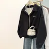 Sudadera Polo de Manga Larga para Mujer, Estilo Americano, Tiro Real, Cuello en V, Delgada, Holgada, Casual, Estilo Coreano, para Principios de Primavera y Otoño