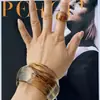 Estilo europeo y americano transfronterizo, pulsera abierta de brazalete ancho, redondo, de gran tamaño, multicolor, color gelatina, resina acrílica dinámica, joyería