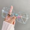 Gafas de Mujer Sin Graduación Antiluz Azul Tendencia en Tiktok, Protección Ocular, Montura Dorada, Adelgazantes, Gafas Poligonales Modernas
