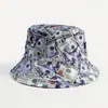 Novo Estilo Chapéu de Pescador Dupla Face com Estampa de Dólar para Homens e Mulheres, Chapéu Bucket Versátil Fashion Cor Sólida Estilo Coreano, Chapéu de Sol com Proteção Solar