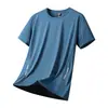 Camiseta Masculina de Seda de Gelo Manga Curta Verão Venda Quente Esportiva Secagem Rápida Respirável Seda de Gelo Masculina Solta Tamanho Plus Size até 8XL Pode ser Aberta ao Meio