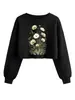 Amazon eBay estación independiente moda elegante cómoda sudadera corta floral para mujer con flores blancas, amarillas y rosas