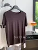Nova Camiseta Básica de Manga Curta em Liocel com Gola Redonda, Cor Pura, Casual, Costura Central nas Costas, Coleção Primavera/Verão 2026 8397