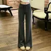 Pantalones deportivos acampanados grises hechos a medida para mujer, nuevo modelo primavera/verano/otoño 2026, de cintura alta, adelgazantes, con caída, versátiles y que favorecen la figura
