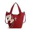 Bolsa Cesta de Legumes Portátil de Alta Qualidade 2026 Nova Coleção de Primavera Estilo Simples Casual Bolsa Balde Estilo Coreano Feminino Bolsa de Ombro Único Transversal