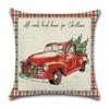 Decoração de Natal Nova Transfronteiriça Linho 45X45 Estampada Desenho Animado Papai Noel Carro Almofada Decorativa para Sofá