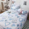 Sábana de una pieza invierno funda de edredón individual 1.5 metros dormitorio estudiantil estilo ins algodón lavado con agua pura funda de almohada individual juego de tres piezas