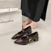 Zapatos de Salón Bajos de Punta Fina con Tacón Grueso Adelgazantes de Moda para Mujer 2026 Otoño Nuevos Versátiles de Tacón Medio con Correa Única Mary Janes