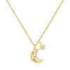 Colar Europeu e Americano da Moda Tendência Estrela e Lua Céu Estrelado com Diamantes, Corrente de Clavícula Estilo Ins, Amazon Tk Venda Quente Atacado para Mulheres