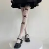 Medias de Red Blancas con Lazo para Mujer, Delgadas, Primavera y Otoño, Estilo JK Japonés, Blanco Leche Puro, Negras Sexys de Seda, Antiganche, Medias de Seda