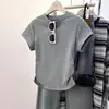Camiseta de Manga Corta para Mujer 100% Algodón, Corte Ajustado, Hombro Normal, Nueva Verano 2026, Color Sólido, Cintura Plisada Ceñida, Corta, Dulce Picante, Top Pequeño