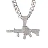 Collar con Colgante de Pistola de Diamante Tridimensional Nuevo Producto de Venta Caliente Transfronterizo Europeo y Americano Collar Fresco y Dominante para Hombres Europeos y Americanos