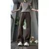 Jeans Masculino Retro Americano Lavado Desgastado Corte Angulado Design Patchwork Desconstruído Perna Reta Micro Flare Casual Calça Longa