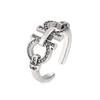 Anillo Europeo y Americano Electrochapado 925 Plata Antigua para Mujer, Moda Personalizada de Moda ins, Anillo de Boca Abierta de Moda, Celebridad de Internet, Anillo Simple Hip-Hop para Dedo Índice