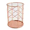 Porta bolígrafos de papelería de metal Cesta de almacenamiento para brochas de maquillaje Barril de almacenamiento redondo para escritorio Porta bolígrafos simple cultural y educativo Porta bolígrafos de hierro forjado