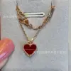 Collar Vanjia Corazón Chapado en Oro Rosa de 18 Quilates para Mujer, Plata de Ley, Gama Alta, Versátil, Lujo Accesible, Ágata Roja, Corazón Rojo Pequeño Clavícula