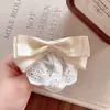 Grampo de Cabelo de Tecido Xadrez com Renda e Laço Novo de Verão Super Fada Versátil Elegante