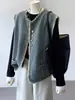 ¡La clase CHAO la recomiendo! Rejuvenecimiento de otoño ~ Versión coreana de estilo pequeño y fragante azul denim para mujer con diseño de flecos chaleco apilado