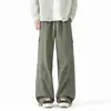 Pantalones impermeables con forro de polar para hombre para otoño e invierno, pantalones de trabajo holgados rectos de moda para exteriores, pantalones casuales gruesos