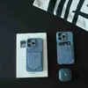 Funda de Teléfono de Mezclilla Premium para Apple 14pro iPhone15promax Media Bolsa 13P con Ranura para Tarjeta Funda Resistente a Caídas