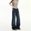 2026 Nuevos Jeans de Moda Retro Americano con Textura Lavada de Tiro Bajo, Pierna Recta Holgada, Versátiles, Adelgazantes y de Longitud Completa para Mujer