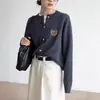 Tricô Cinza Feminino Outono 2025 Novo Estilo Preguiçoso Tricô Macio e Sedoso Cardigã Slim Casual Estilo Preppy Jaqueta