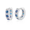 Pendientes de Zirconia Azul Transfronterizos para Hombre, Estilo de Lujo Ligero de Moda, Sensación de Alta Gama, Versátiles, Pendientes Clip de Diseño Sencillo de Nicho, Joyería para Mujer