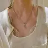 "Cinta de Ballet" Hermoso Lazo Colgante de Cristal Blanco Collar Cadena Clavicular Dulce y Suave Nicho para Mujer