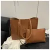 Bolsa Tote de Ombro Único para Axila Nova Moda Cor Sólida Textura Casual Simples para o Dia a Dia Grande Capacidade Bolsa para Sogra Conjunto de Duas Peças