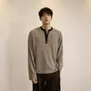 Camiseta de manga larga ajustada de otoño elástica con cuello Henry para hombre y mujer, jersey casual versátil, top a rayas estilo old money