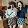 Estilo Coreano Estilo Suave Outono e Inverno Novo Retro Bordado Pesado Gola V Suéter Curto Cardigã de Tricô Redutor de Idade Feminino