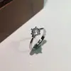 Nuevo Anillo Clásico Versátil de Zirconia Individual Versión Coreana Más Vendido Propuesta Seis Garras Quilate Abierto Ajustable