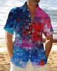 Camisa Hawaiana Estampada con Degradado de Color Primavera y Verano para Hombre Vacaciones Playa Comercio Transfronterizo Fabricante Camisa de Manga Corta de Verano