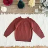 Suéter Navideño para Niña, Suéter Jacquard Retro, Suéter Festivo Rojo de Año Nuevo, Suéter Cálido de Punto