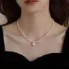 Colar Shijia Manta Rosa Roxo Zircônia Pérola para Mulheres, Design de Nicho de Luxo Leve, Corrente Clavicular Estilo Princesa Diana, Atacado do Fabricante