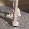 Zapatos Mary Jane Blancos de Nicho para Mujer 2025 Primavera Nuevo Diseño Versátiles de Tacón Medio Vestido de Dama de Honor Tacones Altos