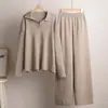 Moda 2025 Nuevo Amazon Tiktok Transfronterizo Europeo y Americano Otoño e Invierno Traje Polo Suéter Conjunto de Dos Piezas de Pierna Ancha