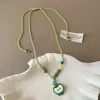 Collar de Manzana Verde Súper Lindo e Infantil para Mujer, Diseño de Nicho, Collar Elegante, Accesorios Dulces para Suéter de Chicas