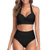 Bikini de dos piezas estilo europeo y americano 2026 con cuello halter y cintura alta, nuevo estampado, espalda descubierta, sexy, con amarre, con abertura, para mujer